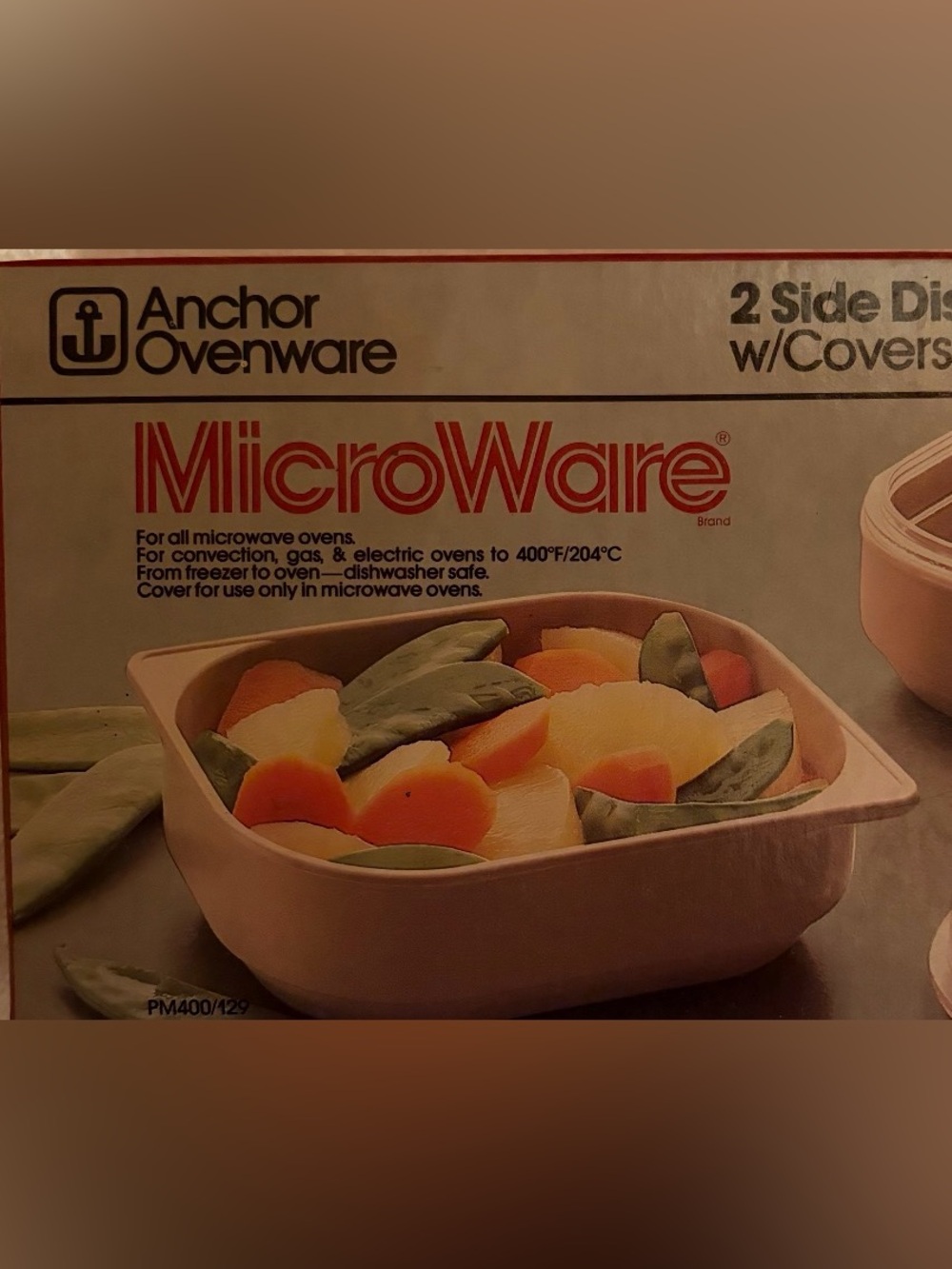 Vintage Anchor Ovenware MicroWare Beige Microwave Dish with Lid